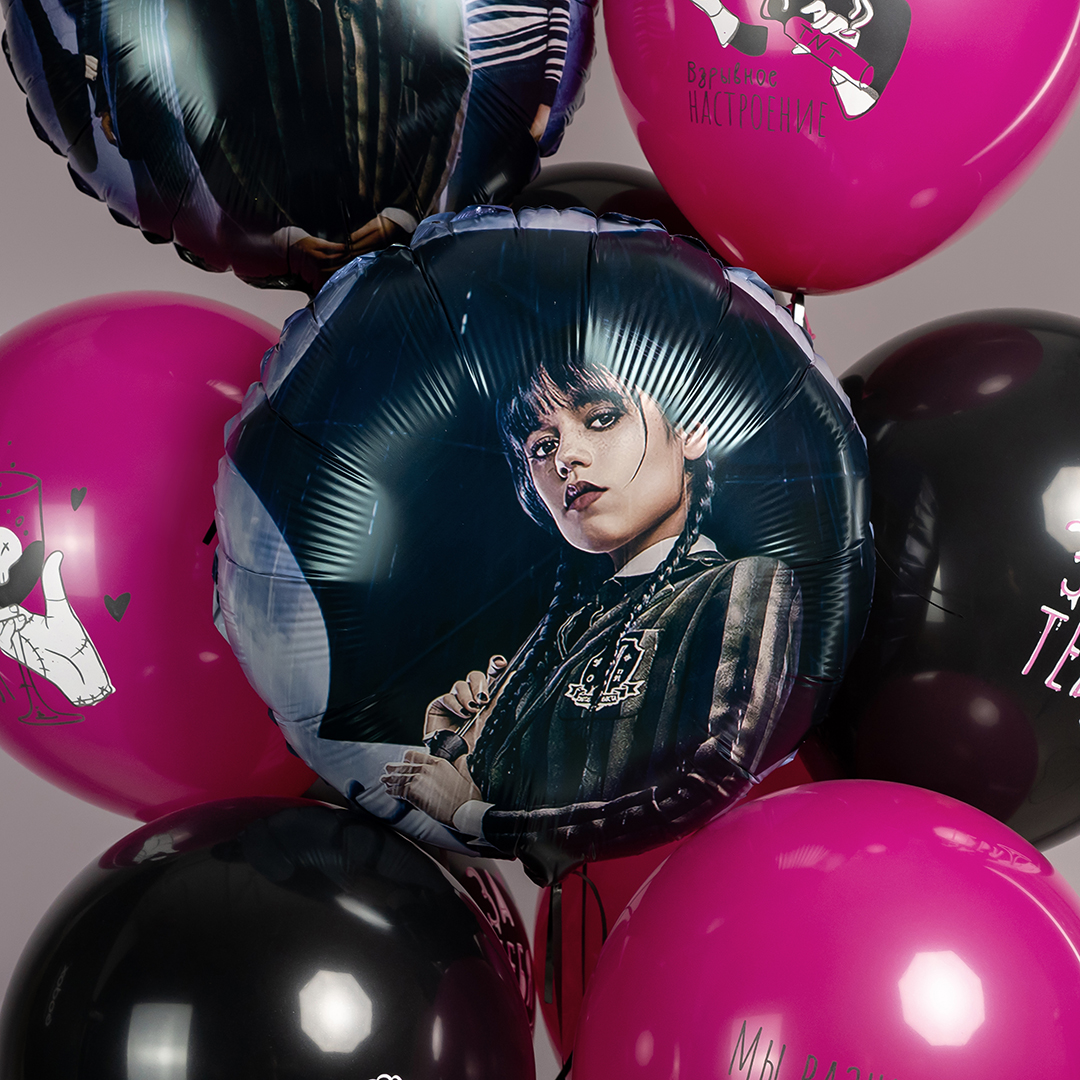 Шар (18''/46 см) Круг, Мрачная стори, Аддамсы, 1 шт.