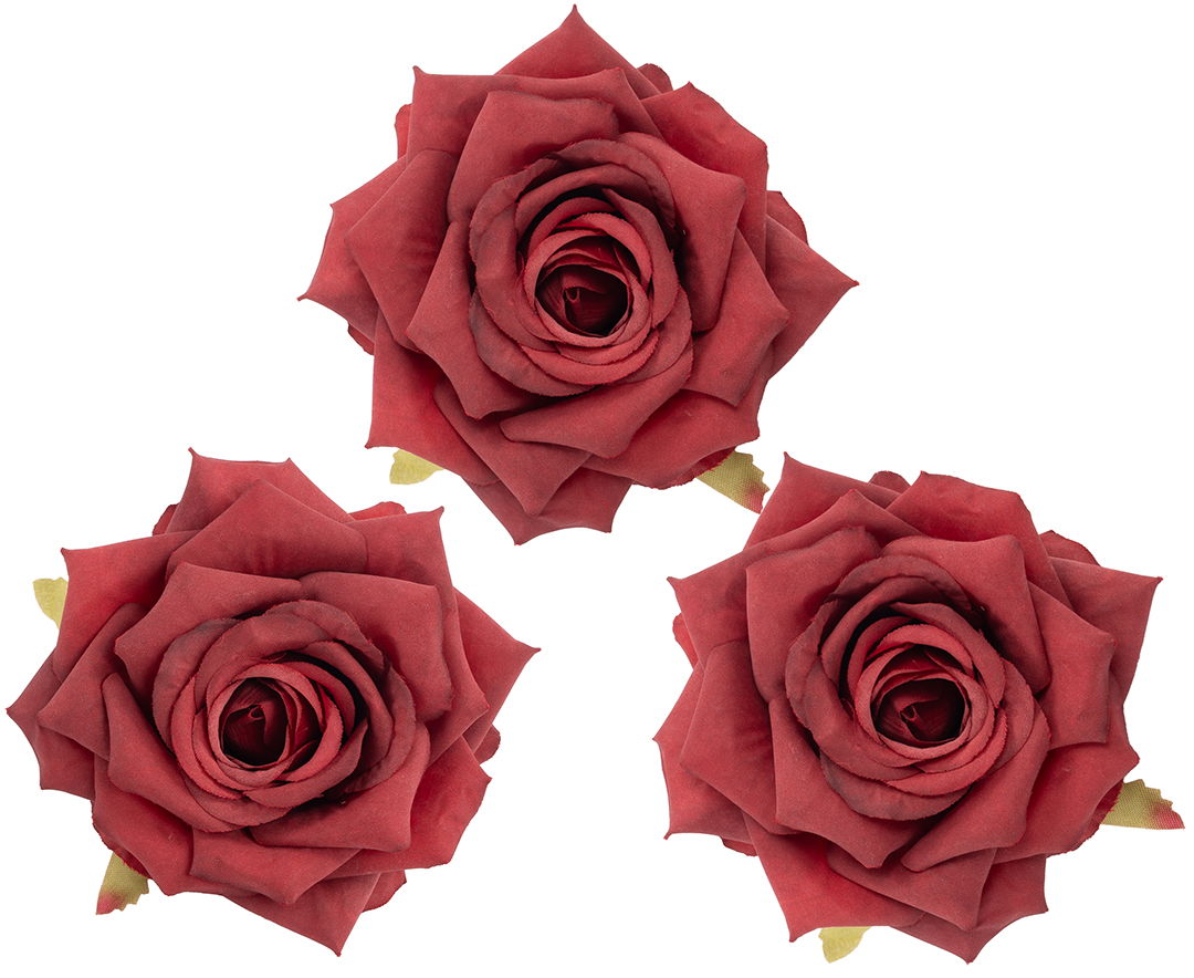 Роза (бутон), искусственная, Красный, 9 см, 3 шт. в упак. 