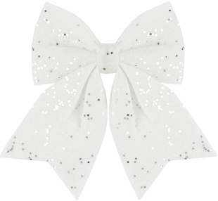 Декоративный бант Праздничный, Белый, с блестками, 15*20 см, 1 шт. в упак. 