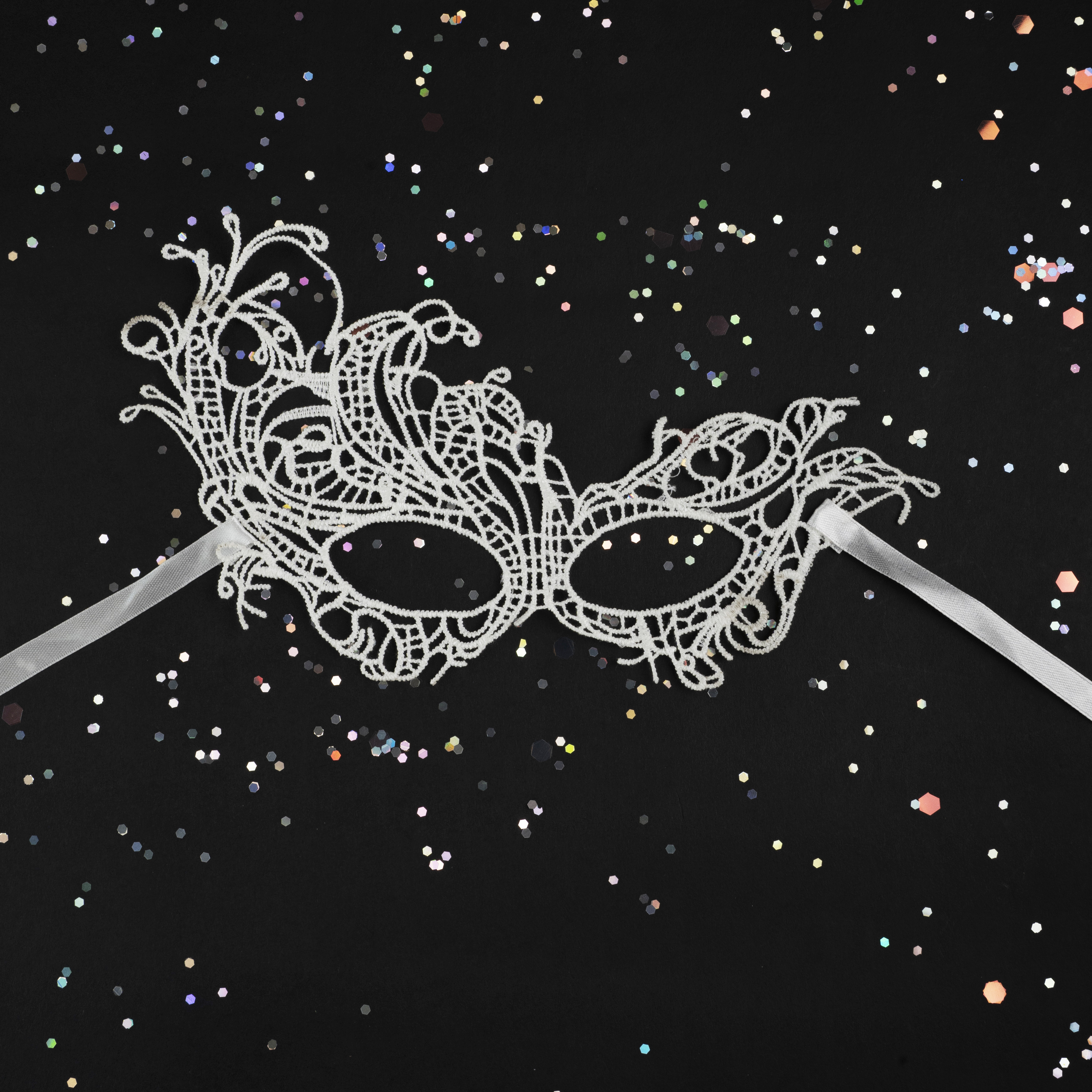 Маска кружевная, фигурная, Венеция, Белый, 16*24 см, 1 шт. 