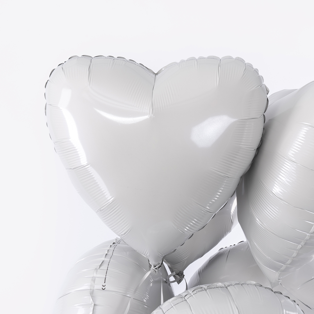 Шар (18''/46 см) Сердце, Белый, 1 шт.