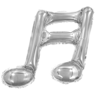 Шар с клапаном (16''/41 см) Мини-фигура, Нота двойная, Серебро, 5 шт. в уп. (цв.этик.)