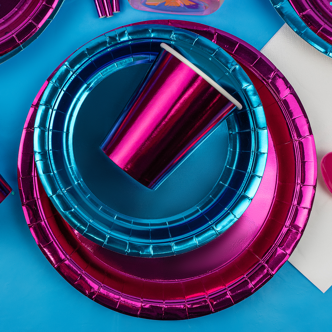 Стаканы (250 мл) Фуксия, Металлик, 6 шт.