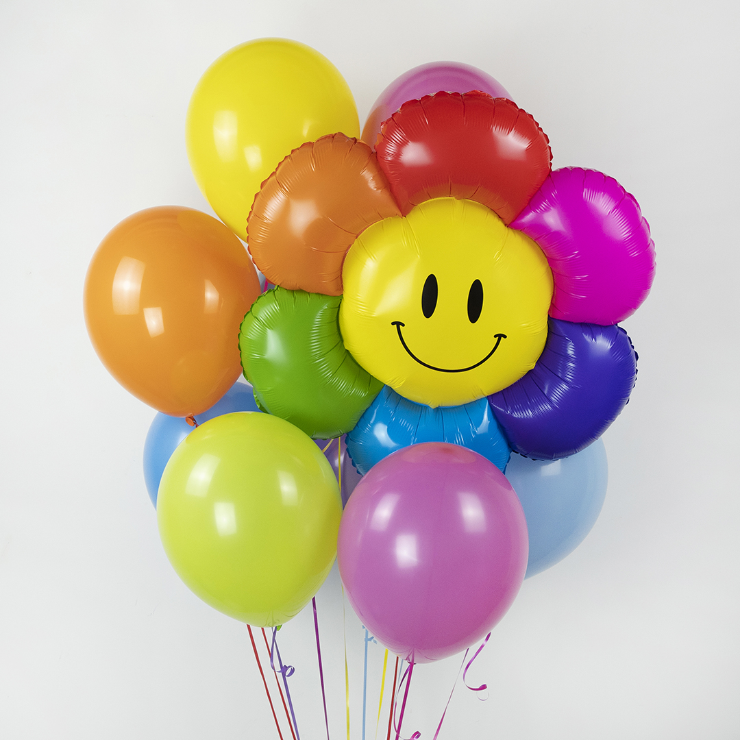 Шар (38''/97 см) Цветок, Ромашка Радуга, 1 шт.