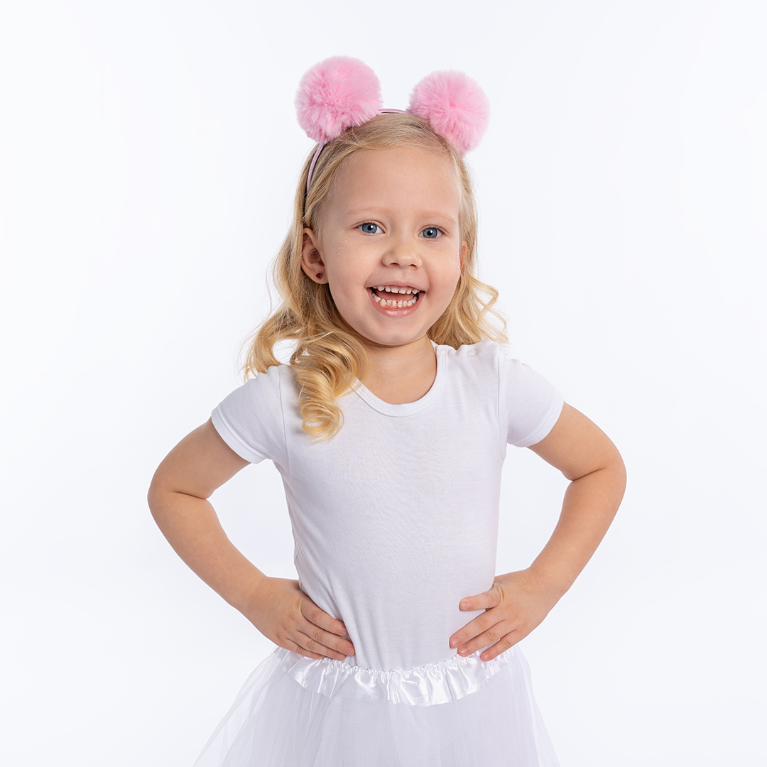 Ободок, Пушистые помпончики, Розовый, 1 шт. 