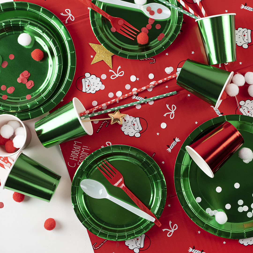 Тарелки (9''/23 см) Зеленый, Металлик, 6 шт.