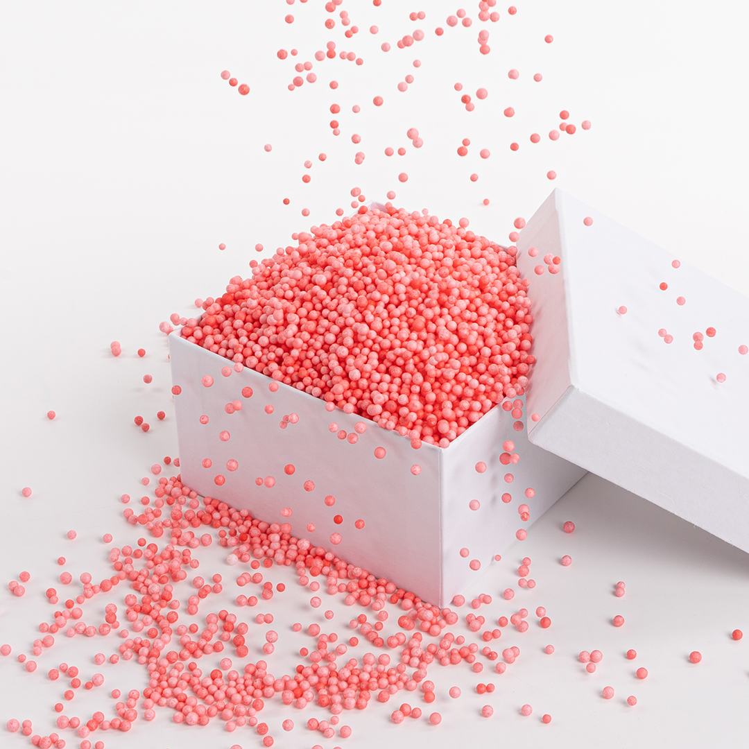Шарики пенопласт, Красный, 2-4 мм, 10 гр.