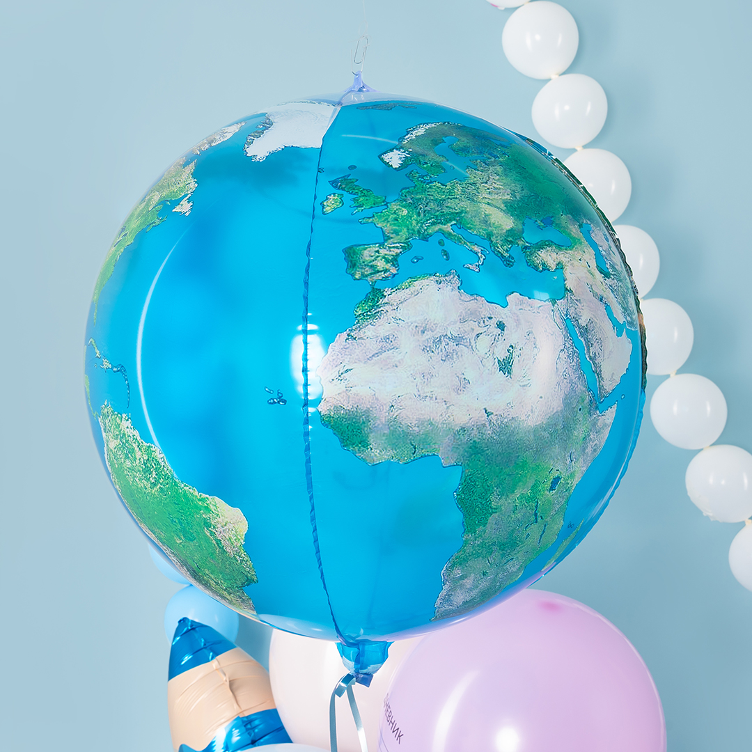 Шар 3D (22''/56 см) Сфера, Планета Земля, Глобус, 1 шт.