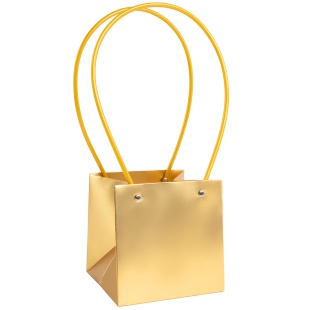 Пакет для цветов, Мастхэв, Золото, Сатин, 13*13*13 см, 1 шт.