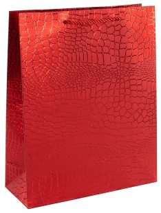Пакет подарочный, 210гр, Кожа крокодила, Красный, Металлик, 23*18*8 см, 1 шт.
