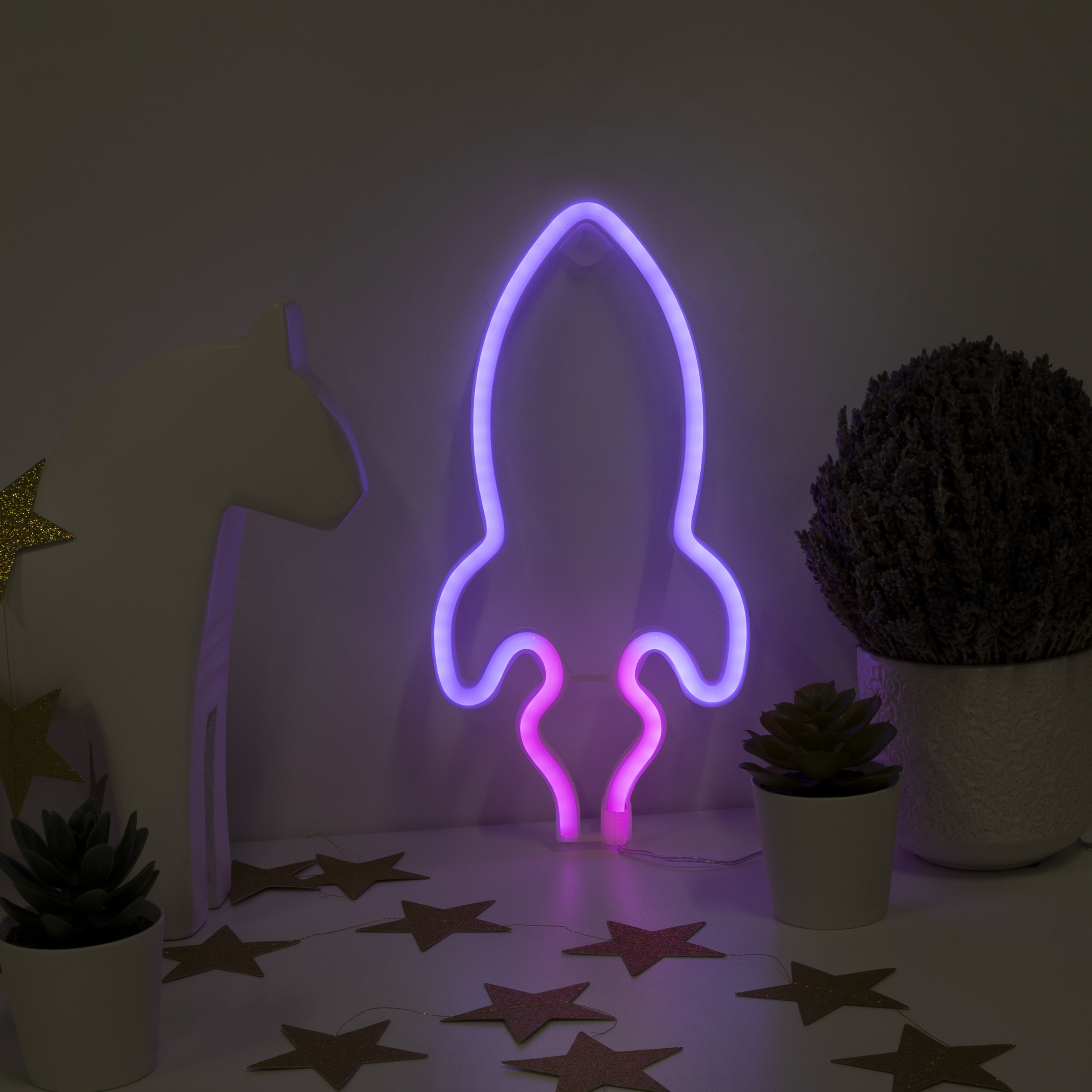 Световая фигура Ракета, 14,5*29 см. Розовый/Сиреневый, 1 шт.