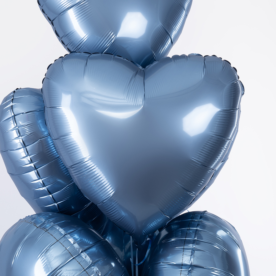 Шар (18''/46 см) Сердце, Стальной синий, Сатин, 1 шт.