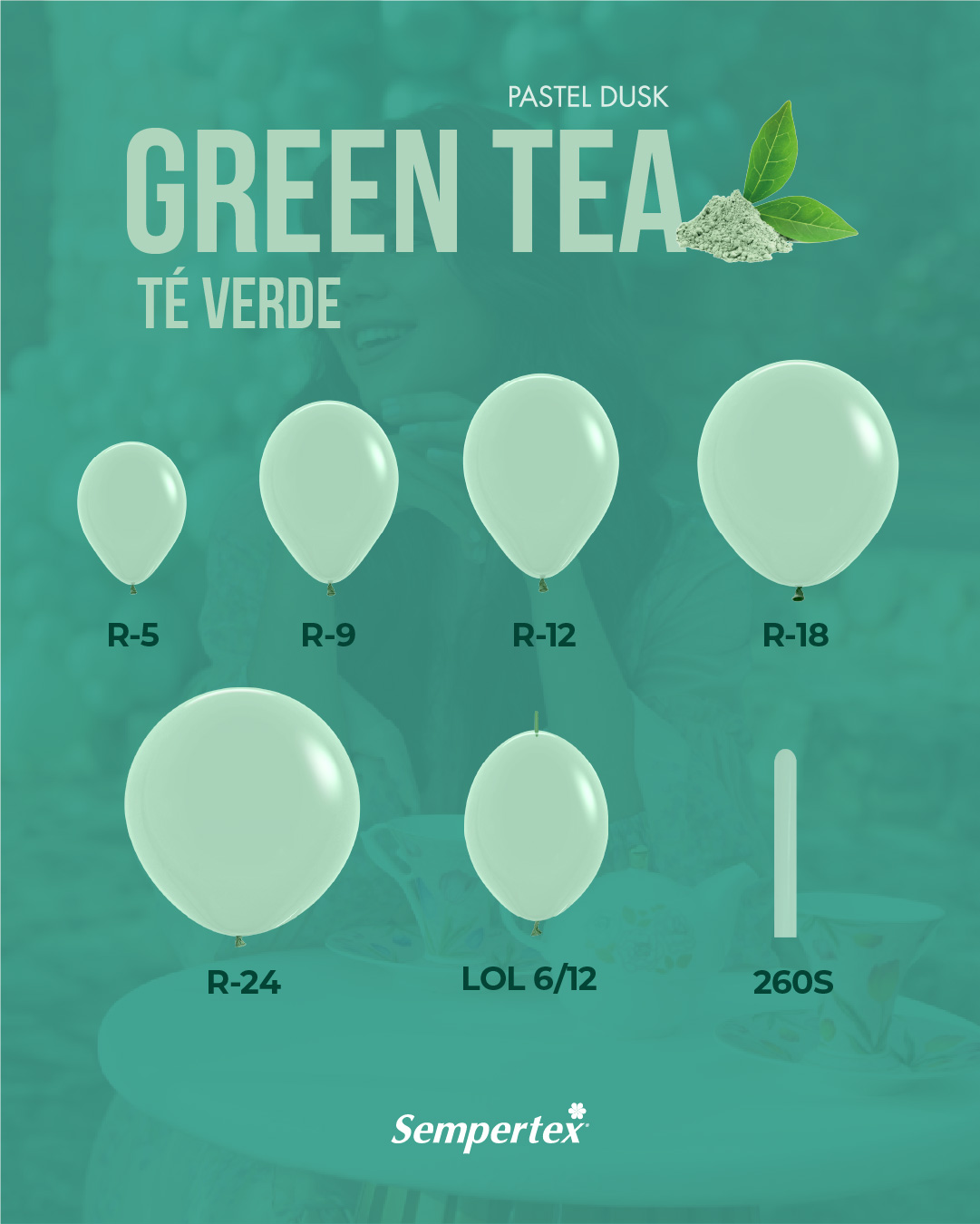 Шар (24''/61 см), Зеленый чай (126), пастель ретро, 3 шт.