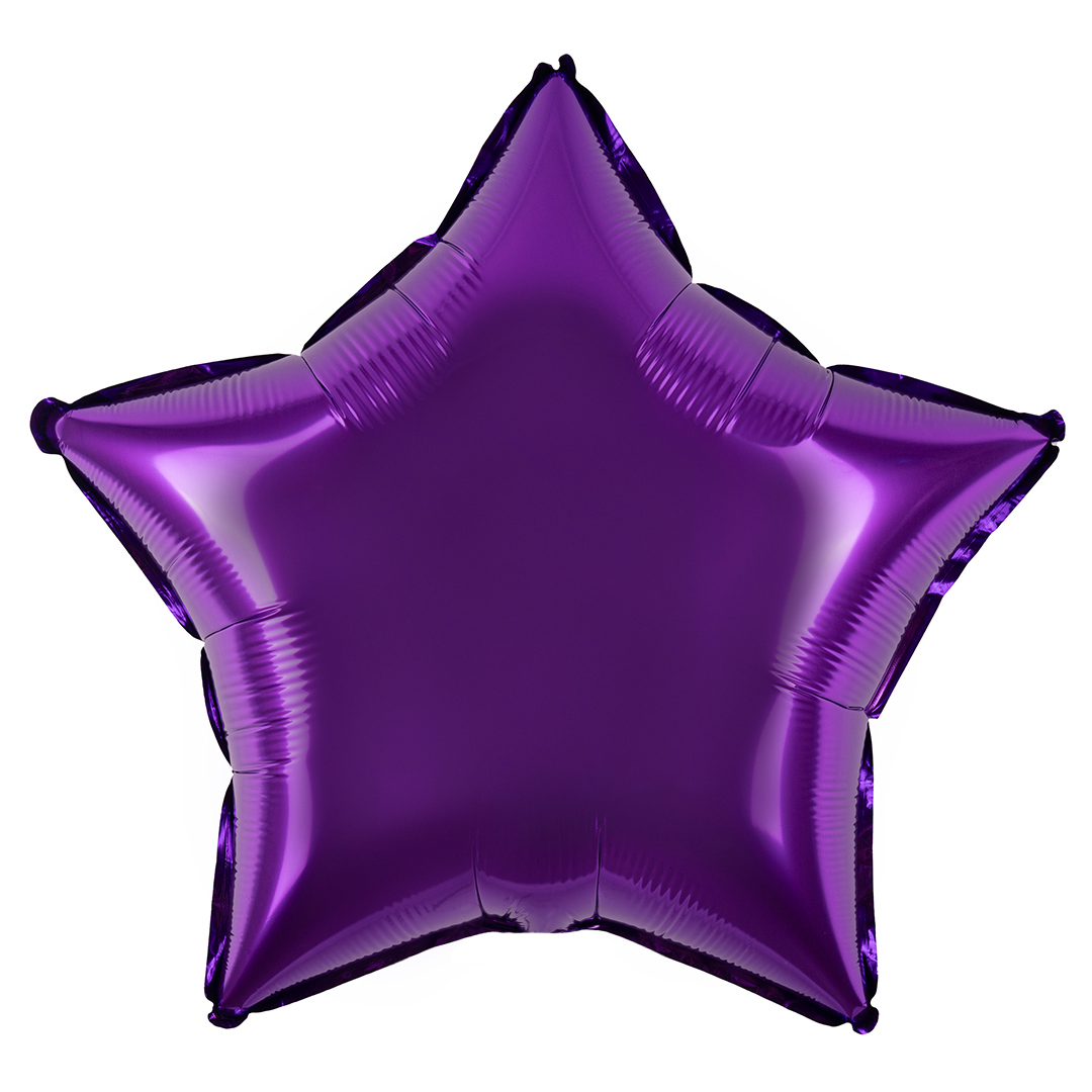Шар (18''/46 см) Звезда, Фиолетовый, 1 шт.
