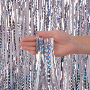 Занавес Дождик Точки, Серебро, Голография, 100*200 см, 1 шт.