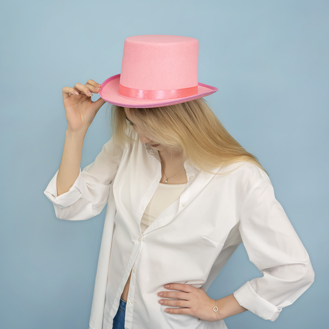 Шляпа, Цилиндр, фетр, Розовый, 56-58 разм., 1 шт. 
