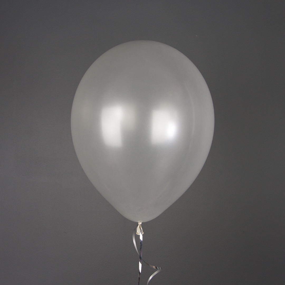 Шар (12''/30 см), Белый, металлик, 100 шт.