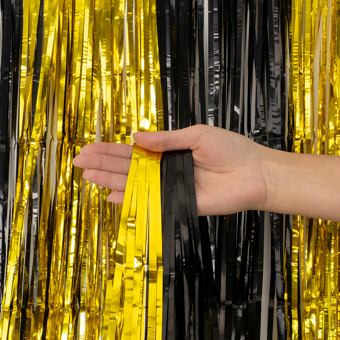 Занавес Дождик Черный/Золото, Металлик, 100*200 см, 1 шт.