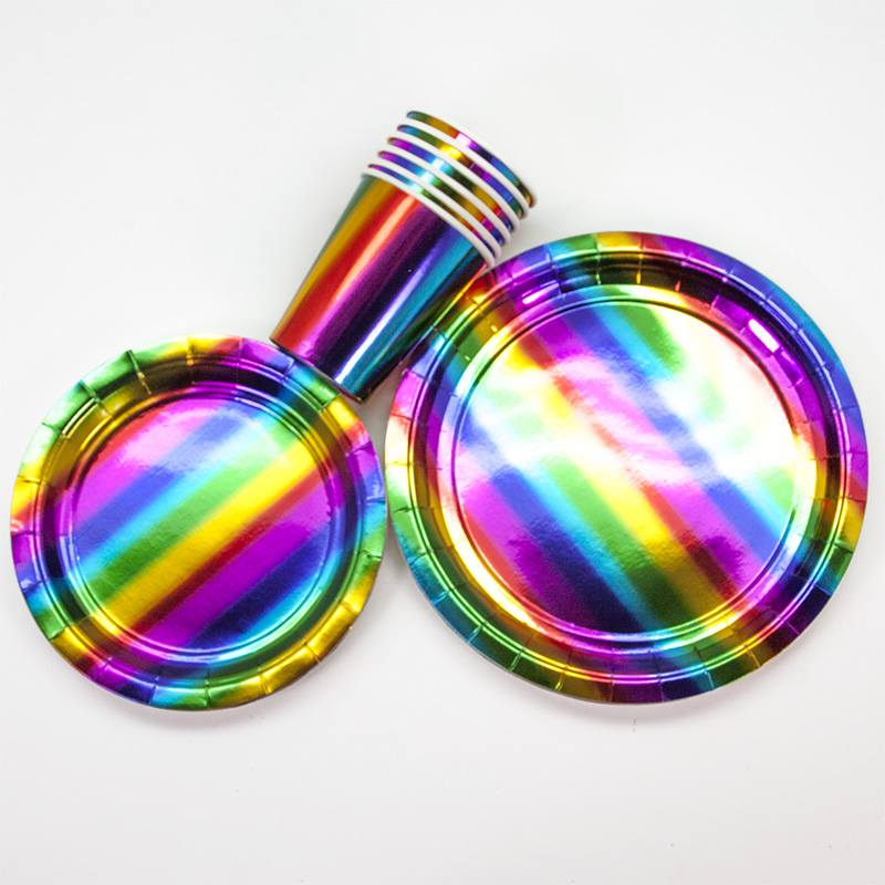 Тарелки (7''/18 см) Радужный перелив, Металлик, 6 шт.