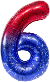 Шар (40''/102 см) Цифра, 6 Героическая тема, Красный/Синий, 1 шт. в уп.