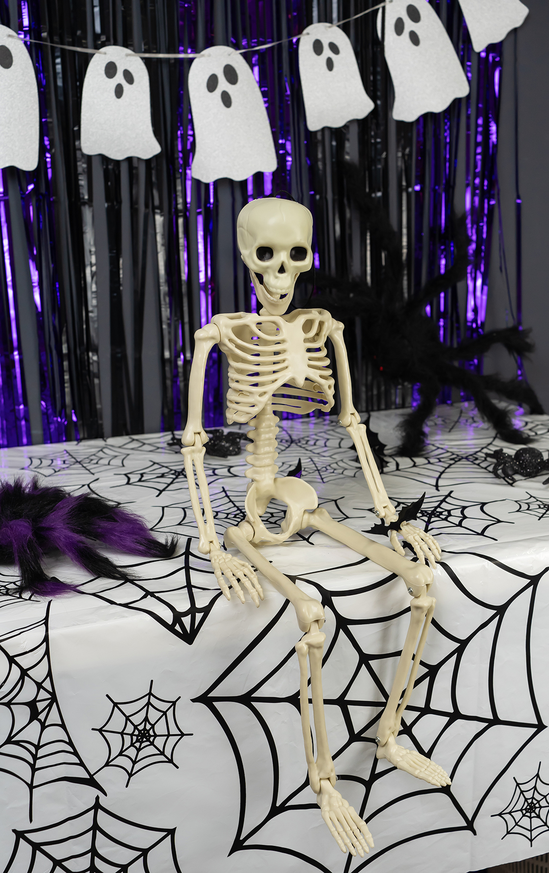 Скатерть одноразовая, Паутинка, Белый/Черный, 137*274 см, 1 шт.