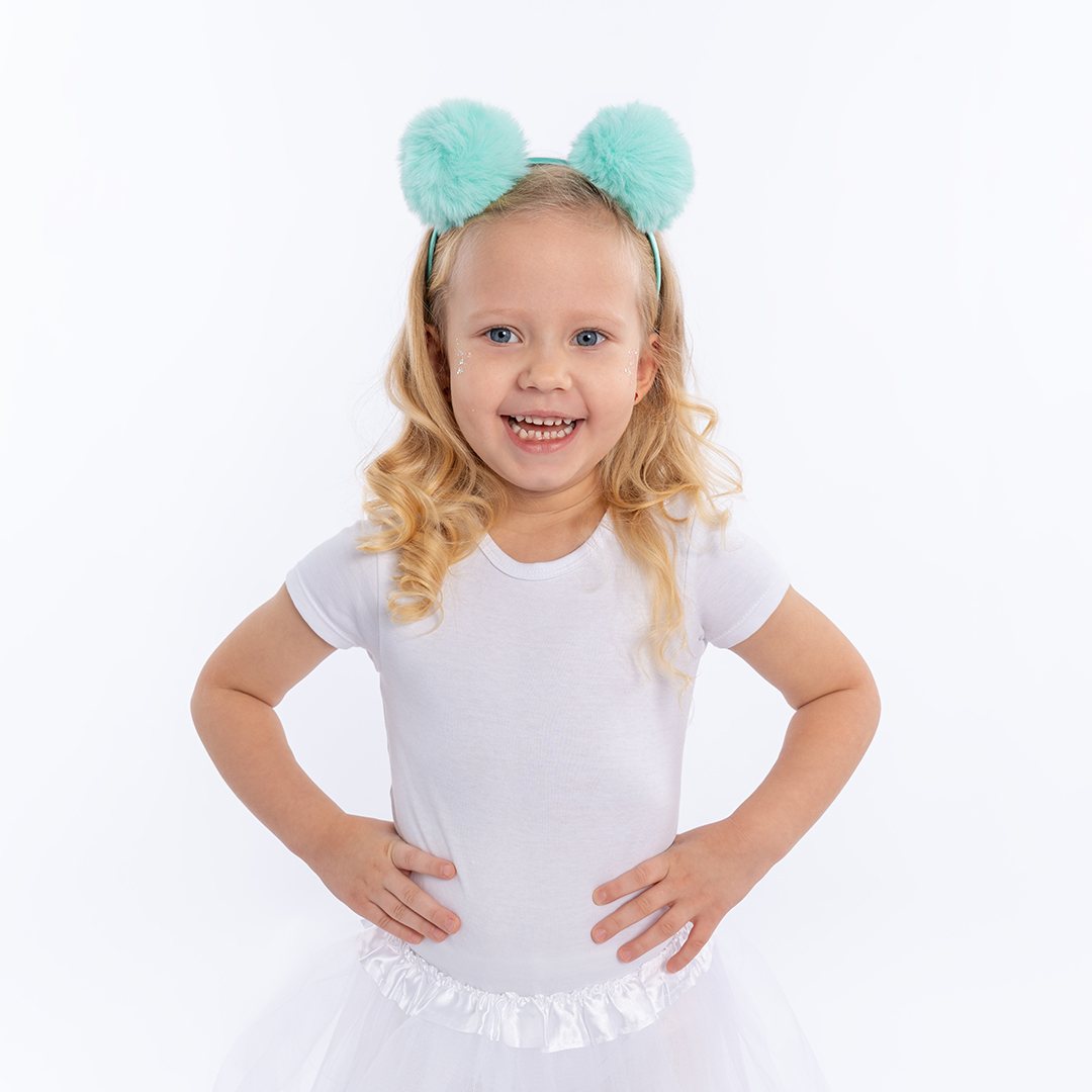 Ободок, Пушистые помпончики, Бирюзовый, 1 шт. 