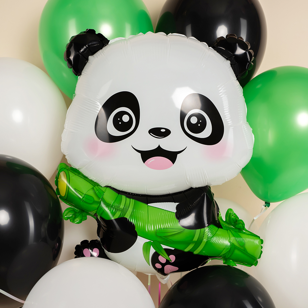 Шар (30''/76 см) Фигура, Панда с веточкой бамбука, 1 шт.
