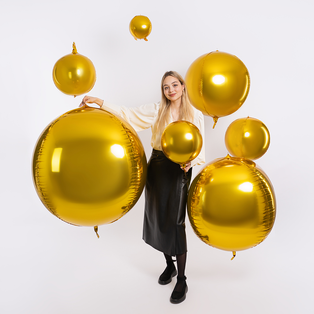 Шар 3D (32''/81 см) Сфера, Золото, 1 шт. в уп.