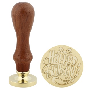 Штамп для сургучной печати С Днем Рождения, 3 см. Бежевый, 1 шт.
