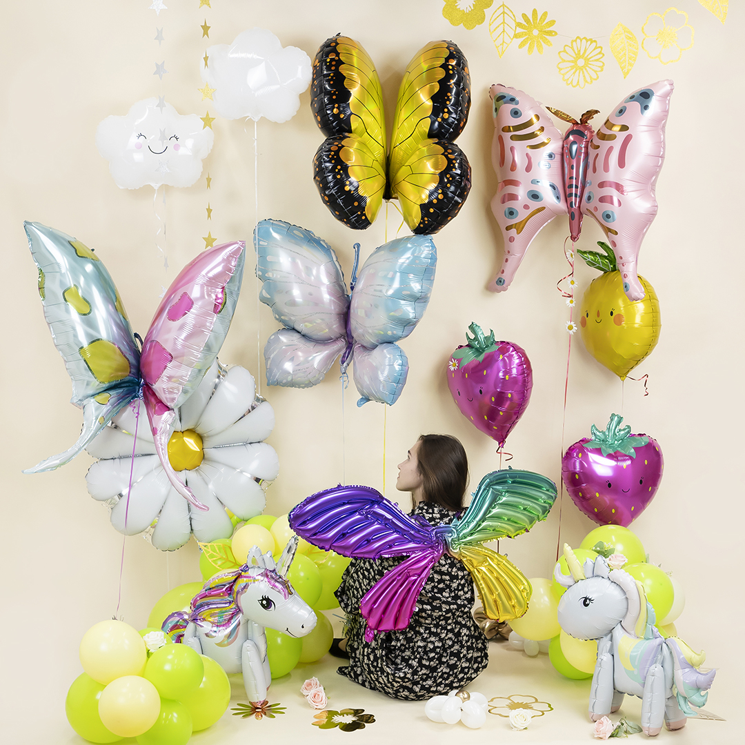 Шар (45''/114 см) Фигура, Бабочка, Голубой/Розовый, 1 шт.