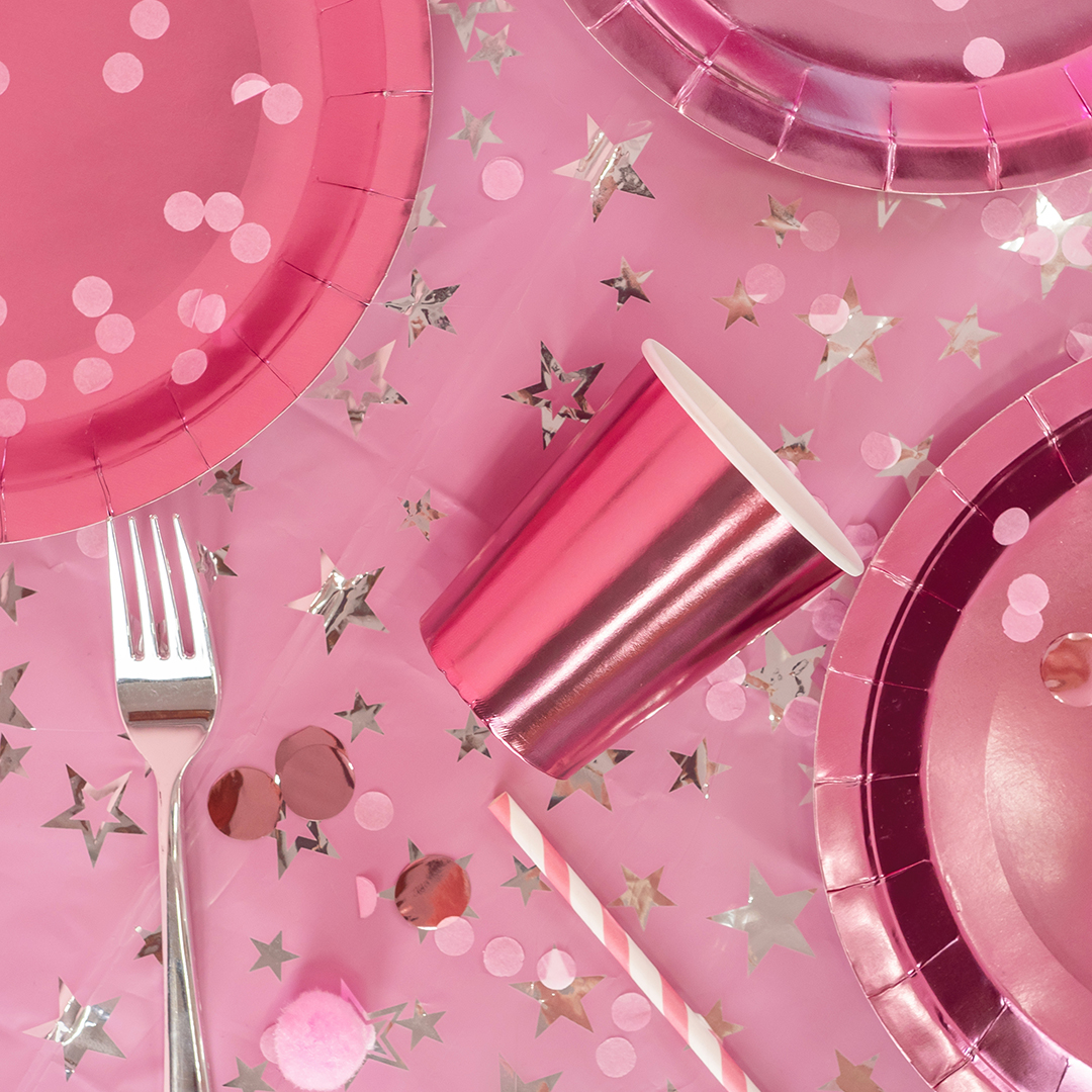 Стаканы (250 мл) Розовый, Металлик, 6 шт.
