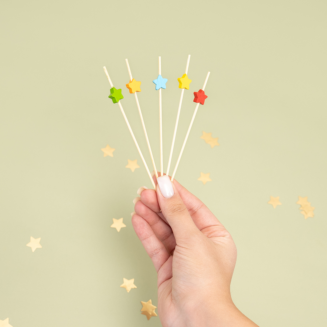 Пики Топперы, Звезда, Ассорти, 12 см, 12 шт.