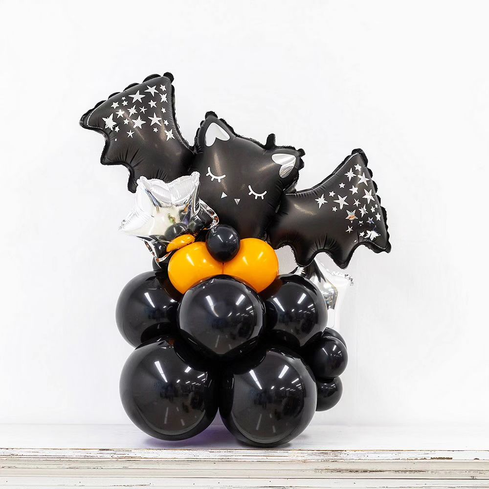 Шар (43''/109 см) Фигура, Летучая мышь, Серебряные звездочки, 1 шт.