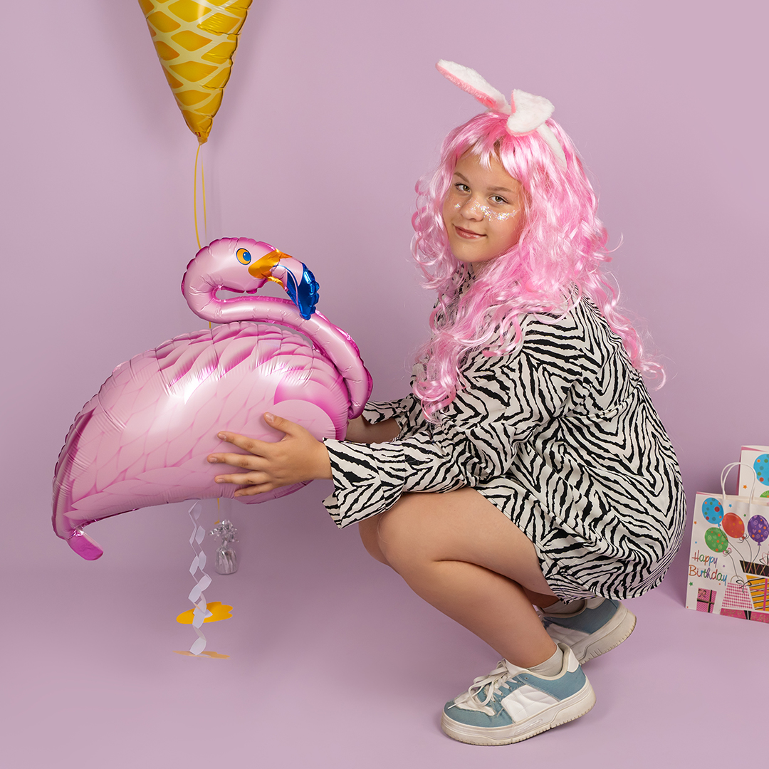 Шар 3D (40''/102 см) Ходячая Фигура, Фламинго, Розовый, 1 шт.