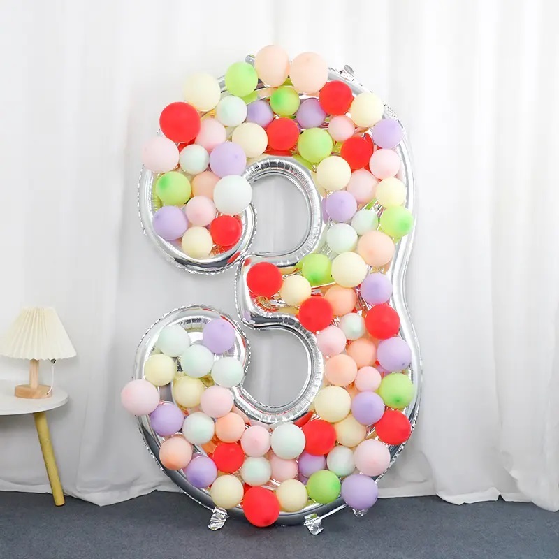 Шар (65''/165 см) Цифра, 3 Каркасная, 1 шт. в уп.