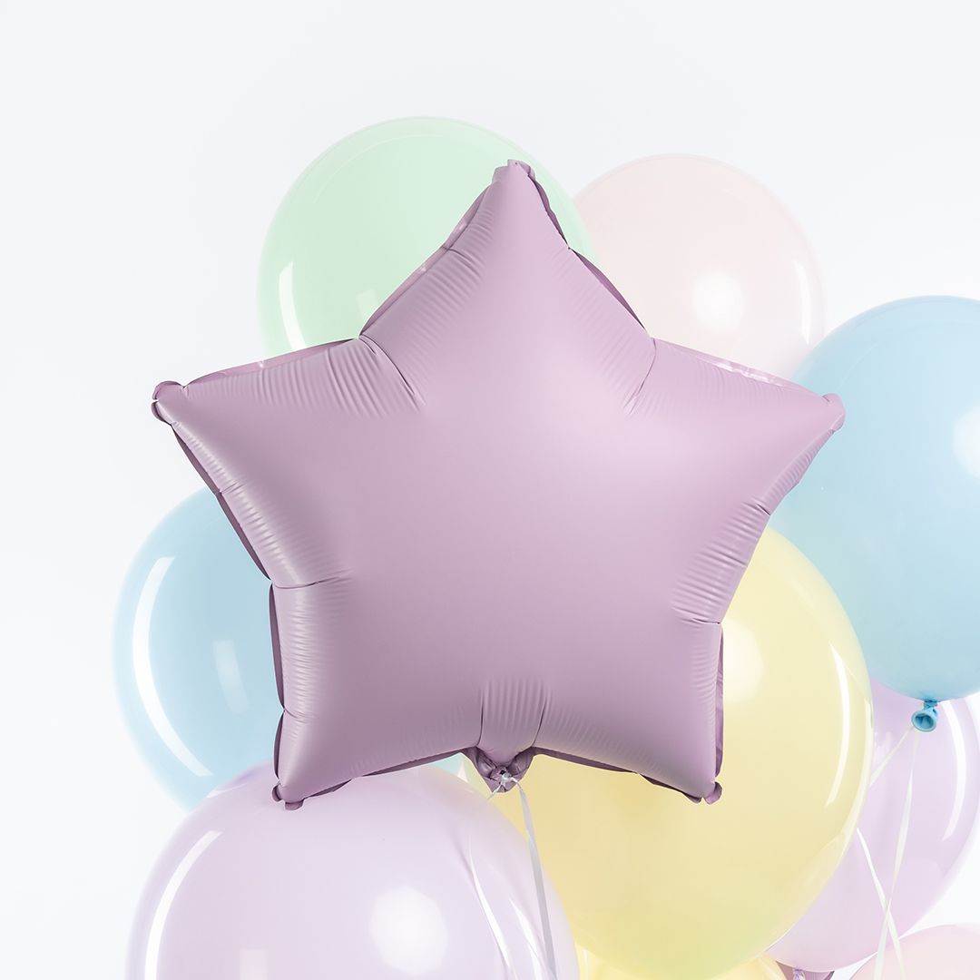 Шар (18''/46 см) Звезда, Сиреневый, Сатин, 1 шт.