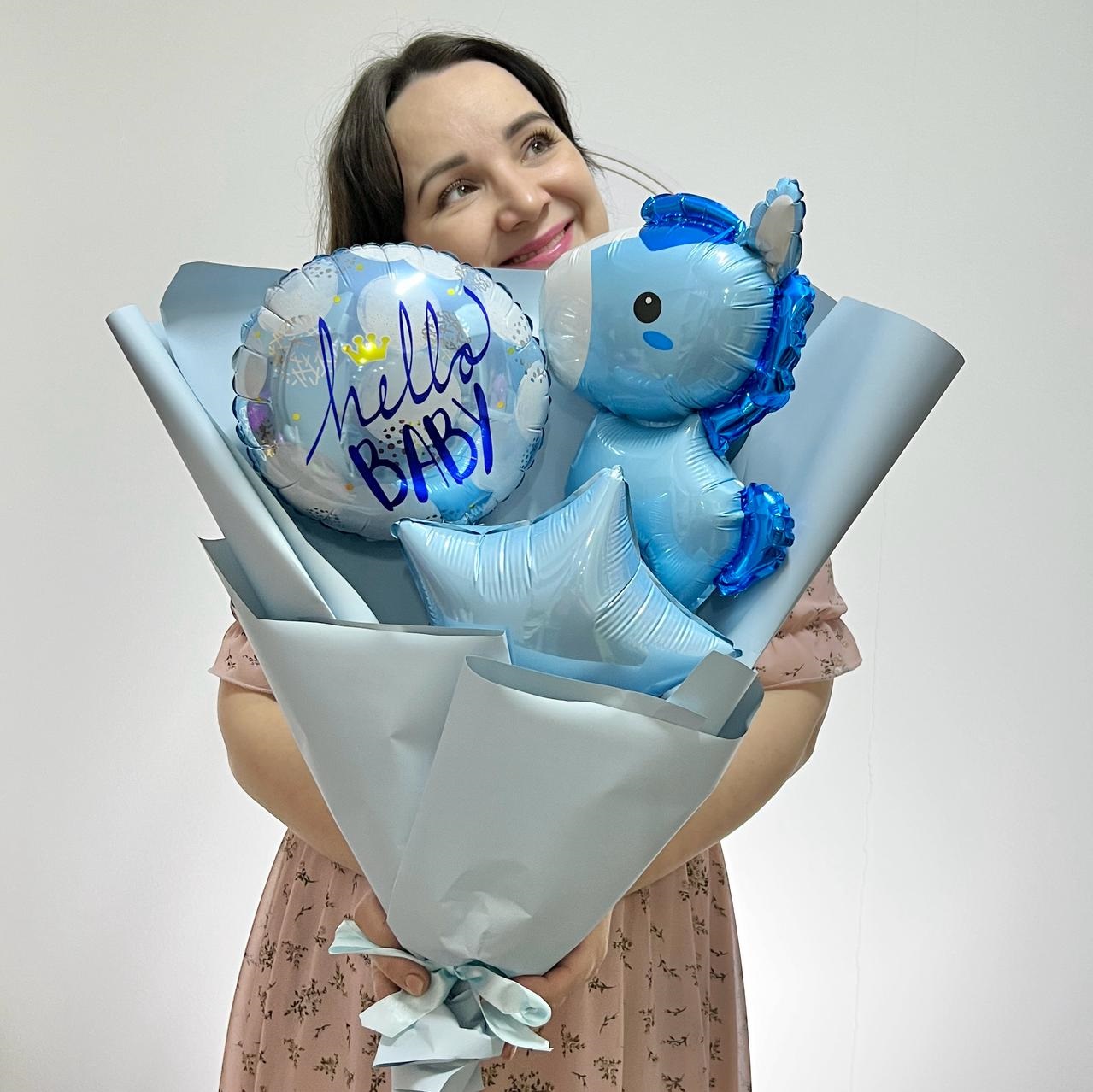 Шар (14''/36 см) Мини-фигура, Маленькая лошадка, Голубой, 1 шт.