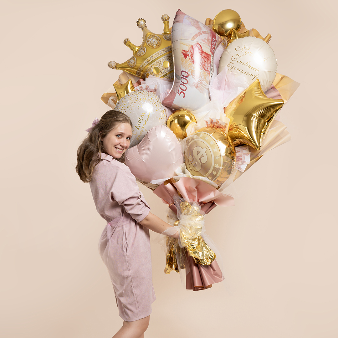 Шар (9''/23 см) Мини-круг, Золото, 1 шт.