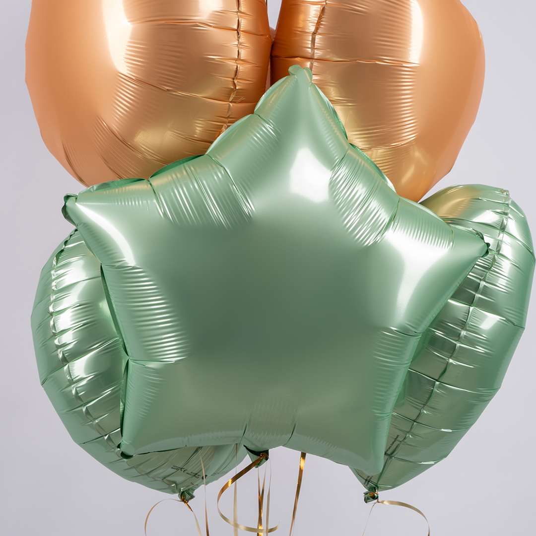 Шар (18''/46 см) Звезда, Мятная глазурь, Сатин, 1 шт.