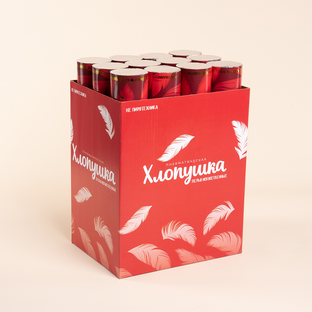 Пневмохлопушка (12/30 см), Это Любовь ..., Перья, Красный, 1 шт.