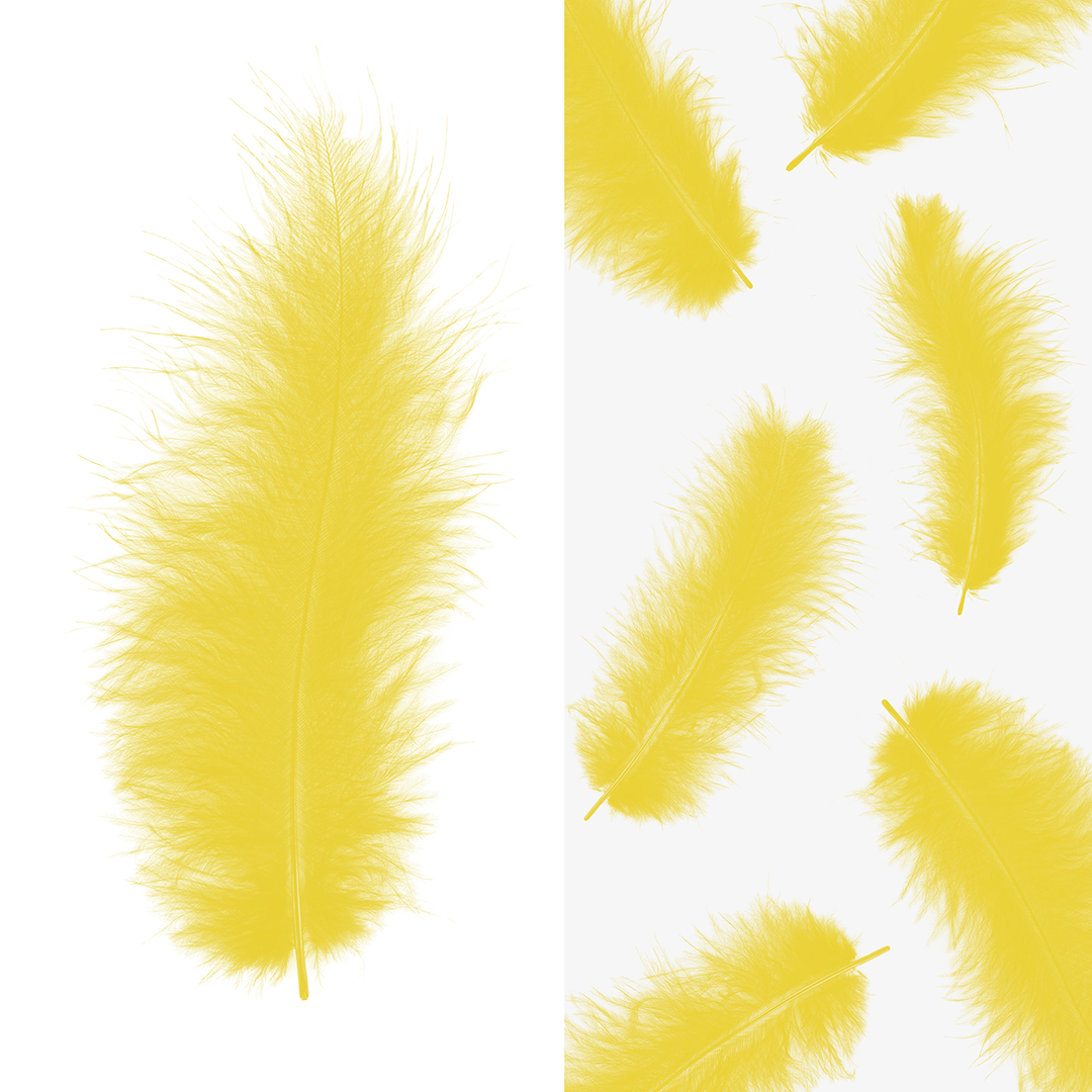 Перья, Премиум, Желтый, 12-15 см, 30 шт.