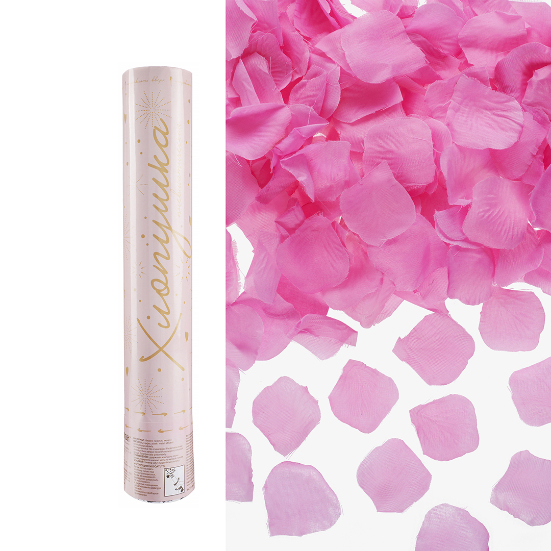 Пневмохлопушка (12/30 см), Лепестки роз, Нежно-розовый, 1 шт.