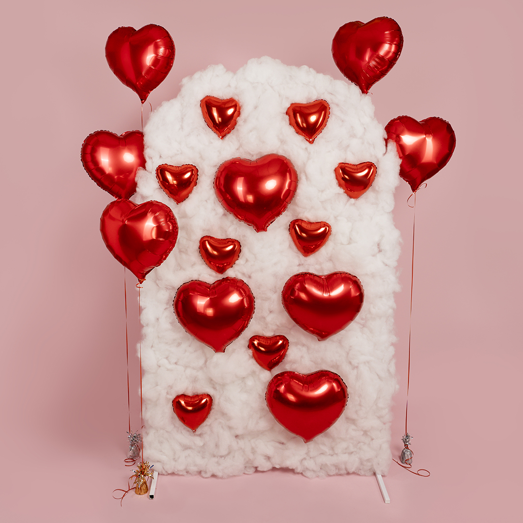 Шар (18''/46 см) Сердце, Красный, Металлик, 1 шт.