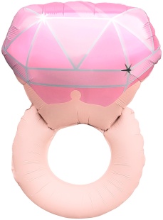 Шар (29''/74 см) Фигура, Кольцо с бриллиантом, Розовый, Сатин, 1 шт.