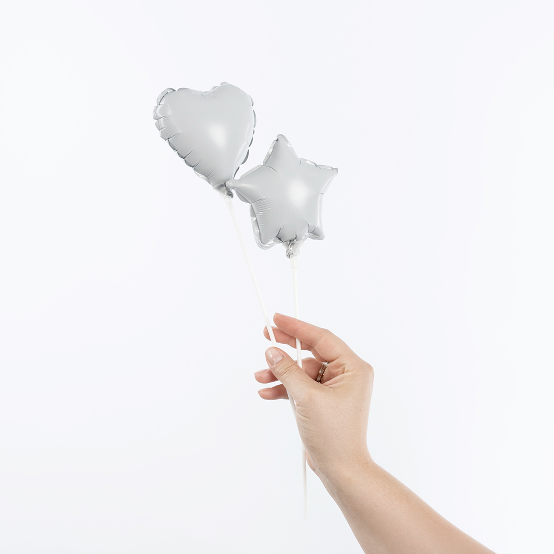 Шар с клапаном (5''/13 см) Микро-сердце, Белый, 1 шт.