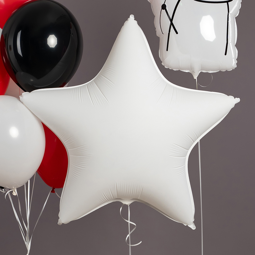 Шар (32''/81 см) Звезда, Белый, Матовый, 1 шт. в уп.