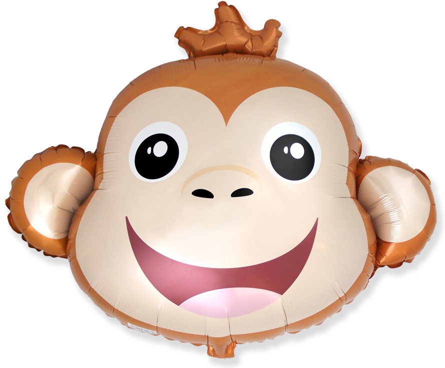 Шар (12''/30 см) Мини-фигура, Голова, Милая Обезьянка, 1 шт.