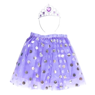 Набор (корона и юбочка), Принцесса, Сиреневый, Металлик, 1 шт. 