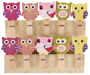 Декоративные прищепки, Совушки, 3,5 см. Ассорти, 10 шт.