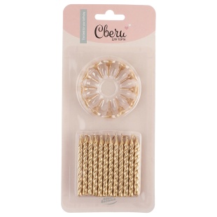 Свечи Золото, Металлик, 6 см, 24 шт. с держат.